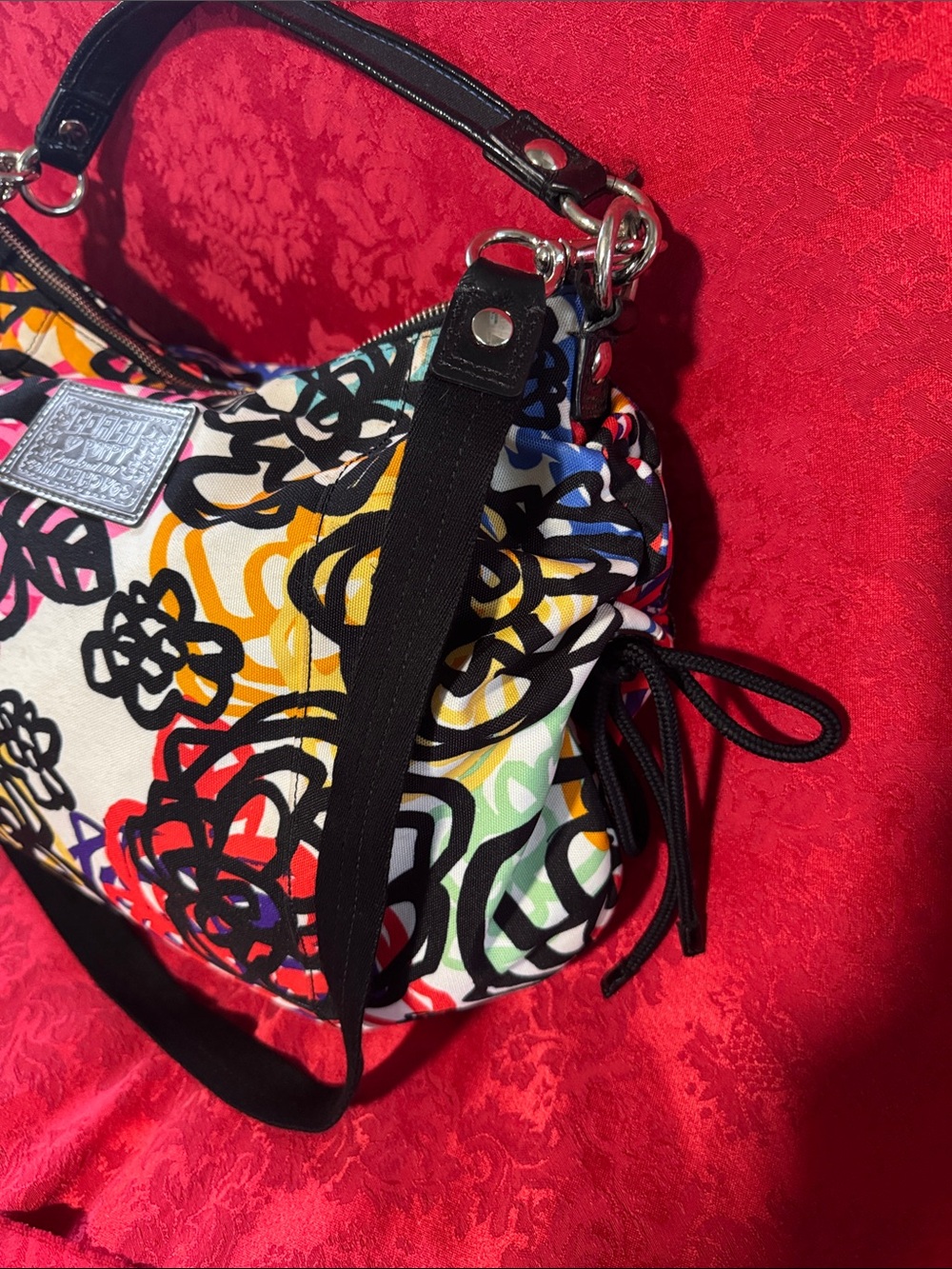 Coach 15593 Poppy Graffiti Blossom Groovy Hobo Shoulder Bag - Picture 3 of 12